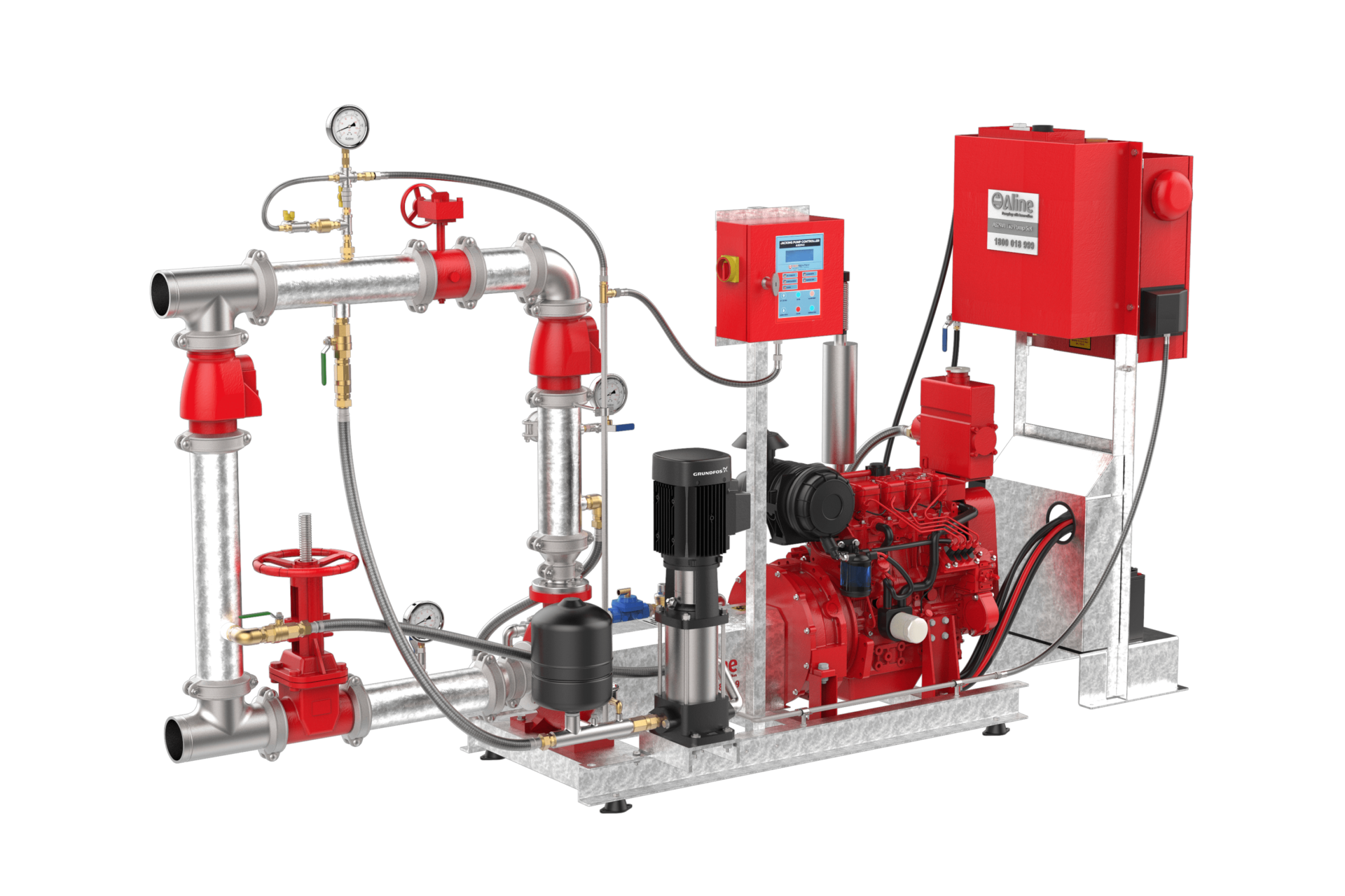 Single diesel fire pumpset, compact and efficient for fire protection